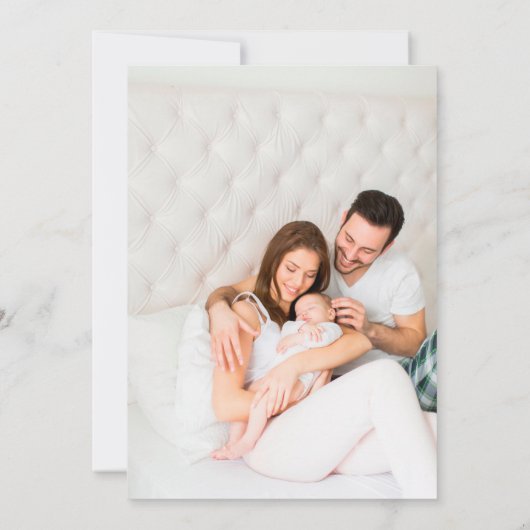 Faire-part Script moderne élégant 2 Photo Overlay Stats Naiss (Dos)