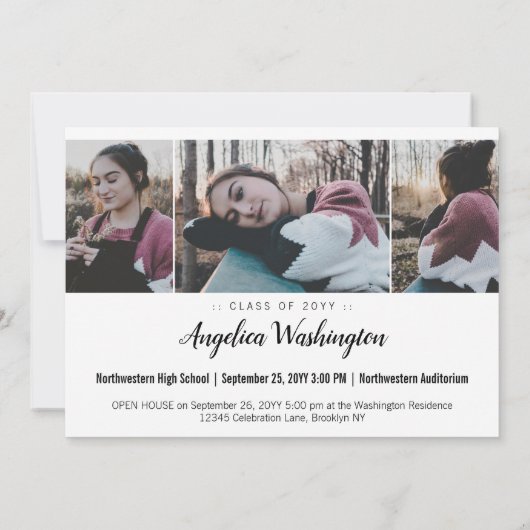 Faire-part Script moderne élégant Photo Lycée Graduation (Dos)