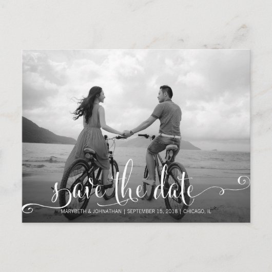 Faire-part Script Moderne Enregistrer La Carte Postale Photo (Devant)