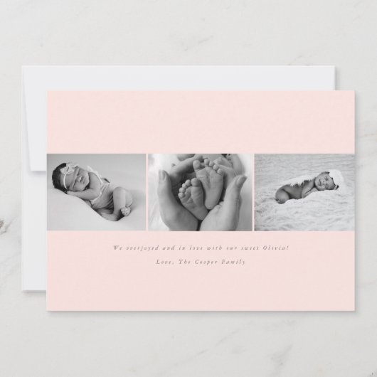 Faire-part Script moderne Hello Annouement de naissance (Dos)