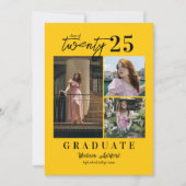 Faire-part Script moderne Jaune 3 photo Collage Graduation (Devant)