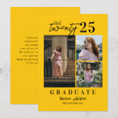 Faire-part Script moderne Jaune 3 photo Collage Graduation (Devant / Derrière)