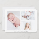 Faire-part Script moderne Nom bébé Photo Collage Naissance (Dos)