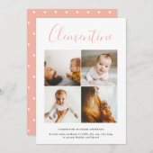 Faire-part Script moderne nom multi photo polka point naissan (Devant / Derrière)