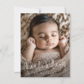 Faire-part Script moderne nouveau bébé merci photo (Devant)