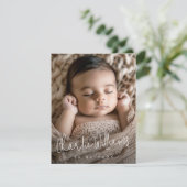 Faire-part Script moderne nouveau bébé merci photo (Debout devant)