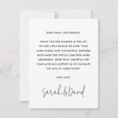 Faire-part Script moderne nouveau bébé merci photo (Dos)