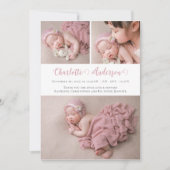 Faire-part Script moderne Nouveau-né 3 Photo Collage Naissanc (Devant)