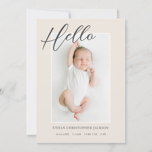 Faire-part Script moderne photo bébé naissance (Devant)