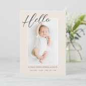 Faire-part Script moderne photo bébé naissance (Debout devant)