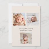Faire-part Script moderne photo bébé naissance (Dos)
