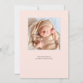 Faire-part Script moderne Photo Blush rose Naissance (Dos)