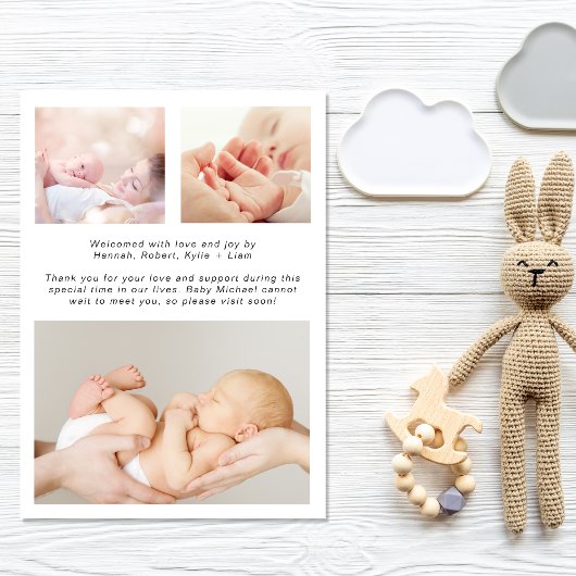 Faire-part Script moderne photo superposition naissance