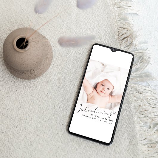 Faire-part Script moderne photo superposition naissance