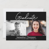 Faire-part Script moderne puis et maintenant la photo de grad (Devant)