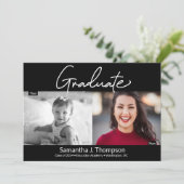 Faire-part Script moderne puis et maintenant la photo de grad (Debout devant)