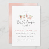 Faire-part script moderne rose girly chic bachelorette parti (Devant / Derrière)