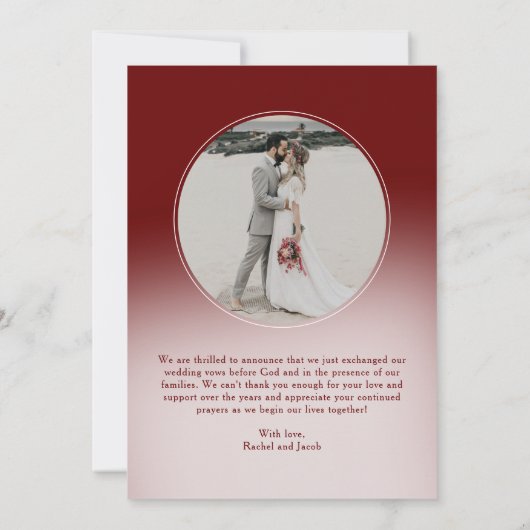 Faire-part Script moderne Rouge 2-Photo Juste Marié Mariage (Dos)