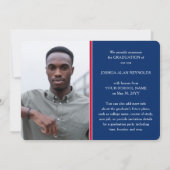 Faire-part Script moderne Rouge Blanc & Bleu 4 Diplôme photo (Dos)