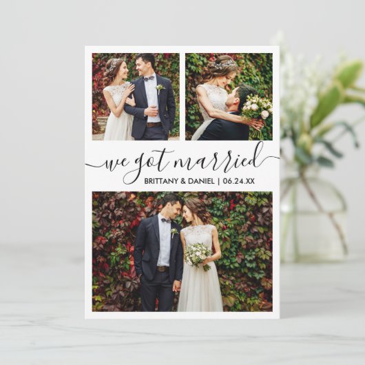 Faire-part Script moderne tendance Nous Nous Sommes Mariés 3  (Debout devant)