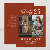 Faire-part Script moderne Terracotta Photo Collage Graduation (Devant / Derrière)