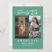 Faire-part Script moderne Turquoise 3 photo Collage Graduatio (Devant)