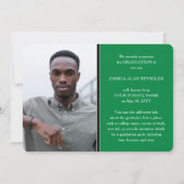 Faire-part Script moderne vert et blanc 4 photo Graduation (Dos)