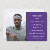 Faire-part Script moderne violet blanc 4 photo Graduation (Dos)