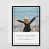 Faire-part Script noir et blanc classique Deux diplômes photo (Dos)