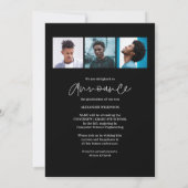 Faire-part Script noir moderne 4 Photo Graduation simple (Dos)