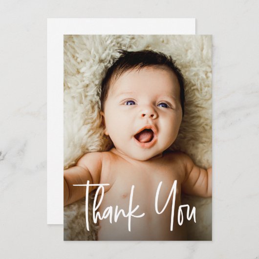 Faire-part Script personnalisé Baby Photo et message (Devant / Derrière)