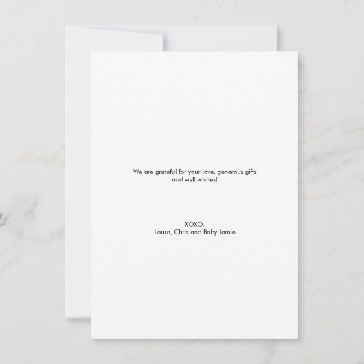 Faire-part Script personnalisé Baby Photo et message (Dos)