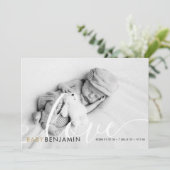 Faire-part Script photo bébé moderne Love Gold Hearts naissan (Debout devant)