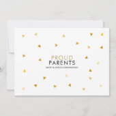 Faire-part Script photo bébé moderne Love Gold Hearts naissan (Dos)