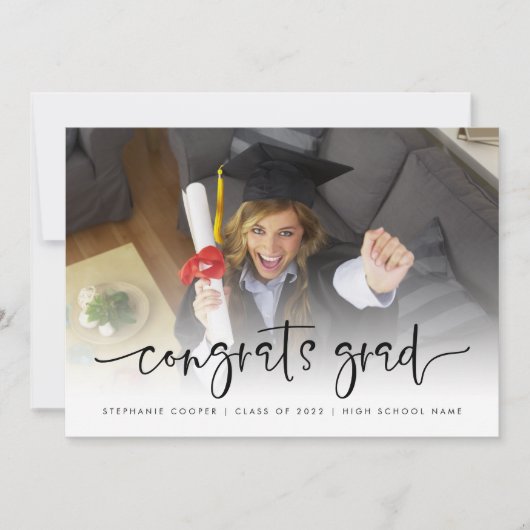 Faire-part Script Photo Overlay Félicats Grad 2022 Graduation (Devant)