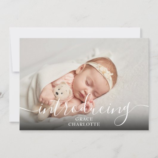 Faire-part Script Photo Simple Introduire La Naissance De Fil (Devant)