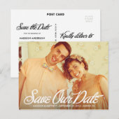 Faire-part Script rétro | Enregistrer la carte postale Date (Devant / Derrière)