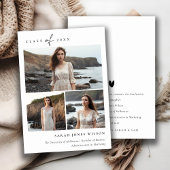 Faire-part Script simple noir et blanc 3 photo Graduation