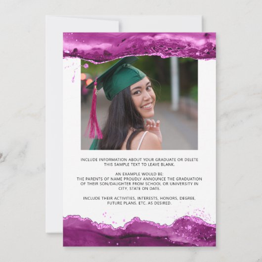 Faire-part Script tendance Arc rose Magenta Parties scintilla (Dos)