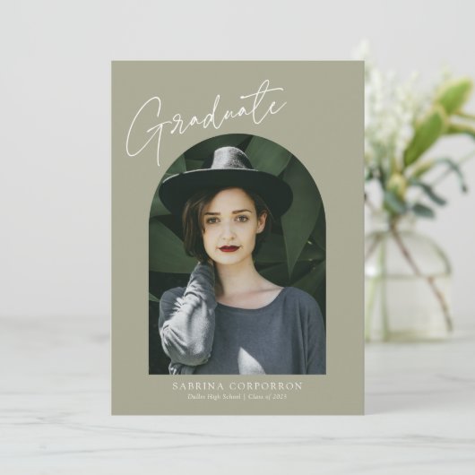 Faire-part Script tendance avec Arch Two - Diplôme photo (Debout devant)