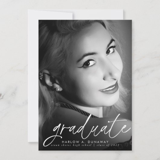 Faire-part Script tendance blanc superposition deux diplômes  (Devant)