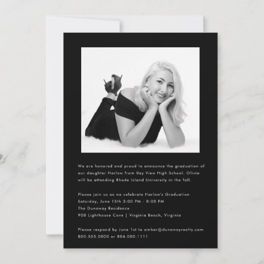 Faire-part Script tendance blanc superposition deux diplômes  (Dos)