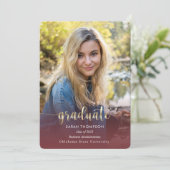 Faire-part Script tendance Bourgogne Photo Collage Graduation (Debout devant)