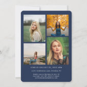 Faire-part Script tendance Marine Blue Photo Collage Graduati (Dos)