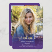 Faire-part Script tendance Purple Gold Photo Collage Graduati (Devant / Derrière)