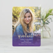 Faire-part Script tendance Purple Gold Photo Collage Graduati (Debout devant)