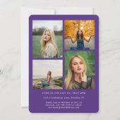 Faire-part Script tendance Purple Gold Photo Collage Graduati (Dos)