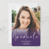 Faire-part Script violet moderne 4 photos graduation (Devant)