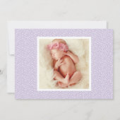 Faire-part Script violet moderne bébé fille photo naissance (Dos)