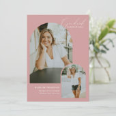 Faire-part Script Whimsical Blush Pink Arch Photo Graduation (Debout devant)